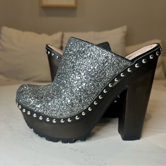 Miu Miu Glitter Disco Platform Stud Summer Clogs. Size 40 - Picture 1 of 10